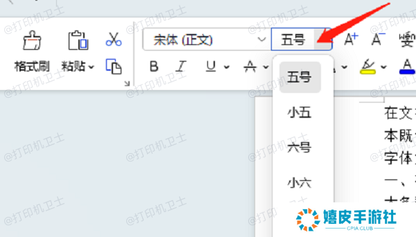 在文档编辑软件中调整字体大小