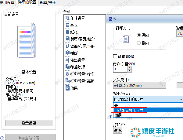 自动配合打印尺寸